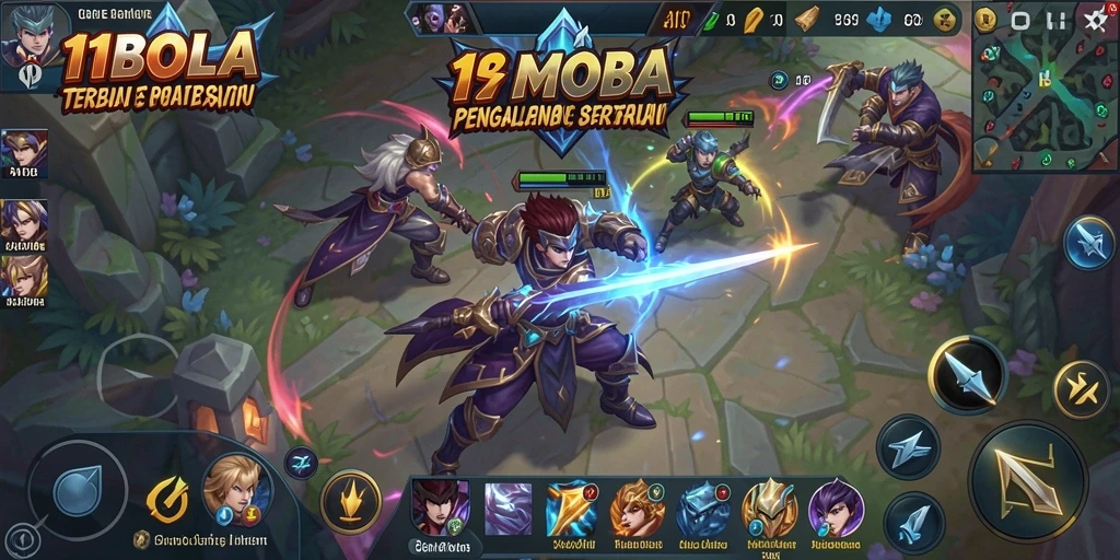 Tampilan gameplay seru dalam pertandingan MOBA 11BOLA.