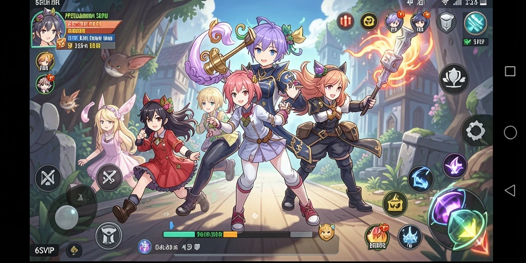 Screenshot gameplay 6SVIP menampilkan aksi seru dan karakter anime yang menarik.