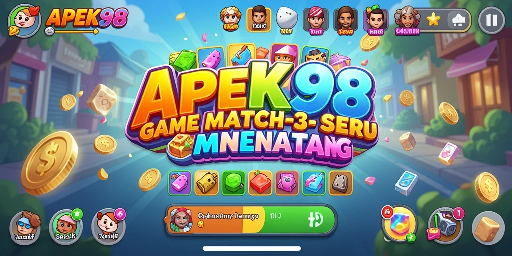 Tampilan menarik APEK88 dengan gameplay Match-3 yang seru.