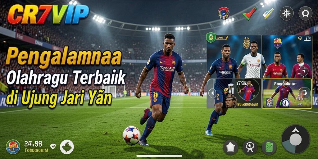 Tangkapan layar gameplay <strong>CR7VIP</strong> menampilkan aksi di lapangan olahraga.