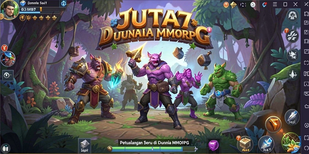 Screenshot gameplay JUTA7 menunjukkan dunia MMORPG yang dinamis.