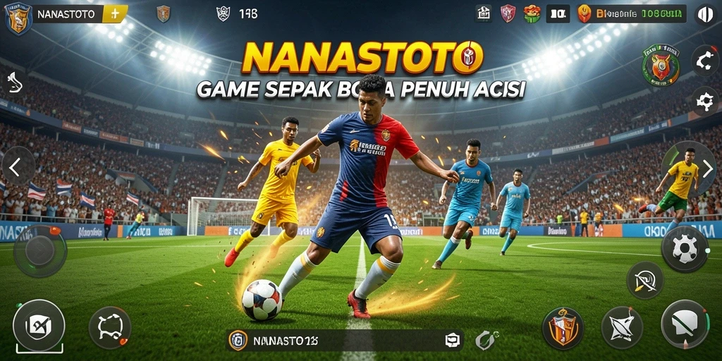 Tampilan menarik gameplay sepak bola NANASTOTO yang seru.