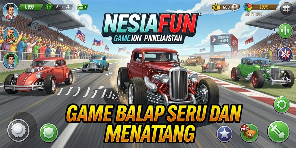 Tampilan gameplay balap seru di NESIAFUN dengan mobil kustom.