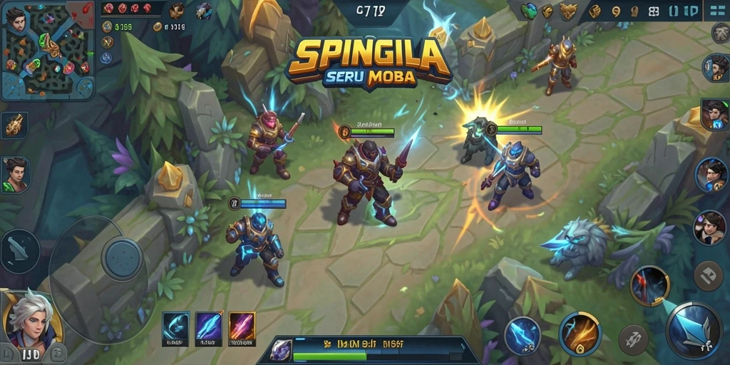 Screenshot gameplay SPINGILA dengan aksi pertempuran tim yang seru.
