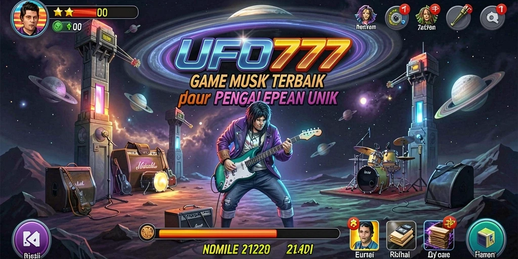 Tampilan gameplay menyenangkan dengan berbagai pilihan lagu.